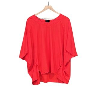 Heyson Lagenlook Oversized Boatneck Red Batwing Top Size Large